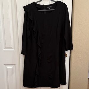 Eloquii Black Long Sleeve Dress with Ruffle size 20